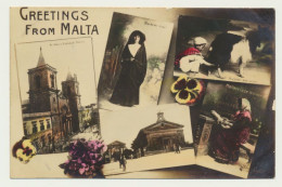 MALTE - Carte Fantaisie Multivues Femme Enfants - Greetings From MALTA - Malta