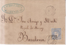 Año 1870 Edifil 107 Efigie Carta Matasellos Rombo Valencia Membrete M.Rubio Cadena - Covers & Documents