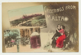 MALTE - Carte Fantaisie Multivues Couple..... - Greetings From MALTA - Malte