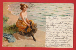 AE714 FANTAISIES JOLIE JEUNE FEMME AU BORD DE L'EAU EN 1906 ILLUSTRATEUR NON SIGNE - Women