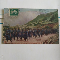 CPA  En Guerre - Compagnie D'Alpins En Marche - Publicité Banania Au Dos - Carte Animée - Weltkrieg 1914-18