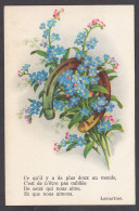 117074/ Bouquet De Myosotis Dans Un Fer à Cheval, Vers De Lamartine - Fiori