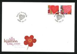 GREETINGS STAMPS - ST. VALENTINE'S DAY VALENTINSTAG SAINT-VALENTIN - SWEDEN 2000 MI 2157 2158 FDC HEARTS - Other & Unclassified