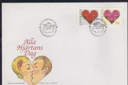 GREETINGS STAMPS - ST. VALENINE'S DAY VALENTINSTAG SAINT-VALENTIN SWEDEN SCHWEDEN SUEDE 1997 MI 1982 1983 FDC HEART LOVE - Autres & Non Classés