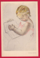 AE530 ENFANT LITTLE GIRL FILLETTE LIVRE ESQUISSE CRAIE CRAYON FANTAISIE ILLUSTRATEUR - Otros & Sin Clasificación