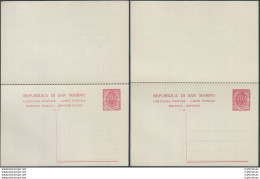 1925 San Marino Cartoline Postali Stemma 40c.+40c. Rosa Filagrano C17A - Otros & Sin Clasificación