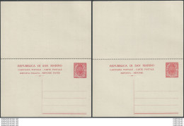 1925 San Marino Cartoline Postali Stemma 40c.+40c. Rosso Filagrano C17 - Altri & Non Classificati