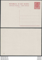 1925 San Marino Cartoline Postali Stemma Filagrano C15A - Other & Unclassified