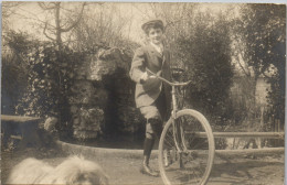 CP Carte Photo D'époque Photographie Vintage  Bicyclette Cycliste Anna Bellier - Non Classés