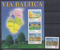 LITHUANIA 1995 Via Baltica Joint Issue MNH(**) Mi 576 Bl 6 #Lt1141 - Litouwen