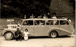 CP Carte Photo D'époque Photographie Vintage Bus Car Autocar Angers  - Couples