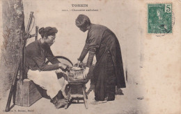 Charcutier Ambulants Indochine Timbrée 1905  Plançon Rue Fausse Rivière Aubigny Sur Nère Pork Butcher - Street Merchants