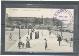 CACHET MILITAIRE -76 DIEPPE -CP- FRAPPE SUP-DOUBLE CERCLE ,VIOLET,39mm- 9è SECTION DE CHEMINS DE FER DE CAMPAGNE* - WW I