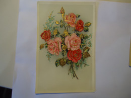 ITALY POSTCARDS GOLDEN  RELIEF FLOWERS COLDEN COLOURS - Other & Unclassified