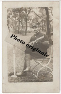 Carte Photo Originale - Militaire Soldat Poilu Armée Guerre 1914 1918 - Militaire Musicien Jouant De La Mandoline - Guerre 1914-18