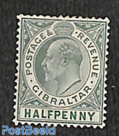 Gibraltar 1904 1/2p, Stamp Out Of Set, Normal Paper, Unused (hinged) - Gibraltar