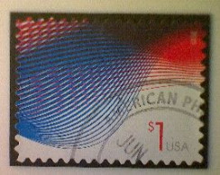 United States, Scott #4953, Used(o), 2015, Patriotic Waves, $1.00, Red And Blue - Usados