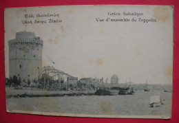 Ww1 Grèce  Salonique Vue D'ensemble Du Zeppelin éditeur K II P.M. Dos Scanné - Grèce