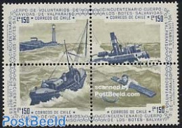 Chile 1975 Safety At Sea 4v [+], Mint NH, History - Transport - Various - Ships And Boats - Lighthouses & Safety At Se.. - Bateaux