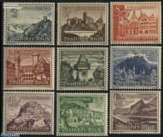 Germany, Empire 1939 Winter Aid 9v, Mint NH, Art - Bridges And Tunnels - Castles & Fortifications - Clocks - Ongebruikt