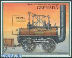 Grenada 1991 Stephenson Locomotive No. 1 S/s, Mint NH, Transport - Railways - Trenes