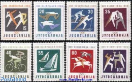Yugoslavia 1960 Olympic Games Rome 8v, Mint NH, Nature - Sport - Horses - Cycling - Fencing - Olympic Games - Sailing .. - Nuevos