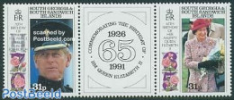 South Georgia / Falklands Dep. 1991 Elizabeth II 65th Birthday 2v+tab [:T:], Mint NH, History - Kings & Queens (Royalty) - Familias Reales