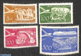 Yugoslavia 1951 Airmail, Tourism 4v, Mint NH, Transport - Various - Aircraft & Aviation - Tourism - Art - Bridges And .. - Nuevos