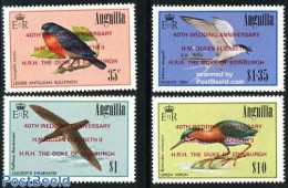 Anguilla 1987 Wedding Anniversary 4v, Mint NH, History - Nature - Kings & Queens (Royalty) - Birds - Familles Royales