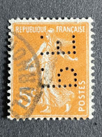 FRANCE P N° 158 Semeuse P.F. 66 Indice 3 Perforé Perforés Perfins Perfin ! - Altri & Non Classificati