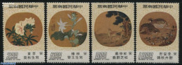 Taiwan 1976 Silk Paintings 4v, Mint NH, Nature - Birds - Flowers & Plants - Art - Paintings - Altri & Non Classificati