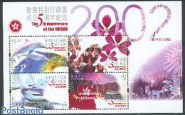 Hong Kong 2002 HKSAR 5 Years S/s, Mint NH, History - Nature - Flags - Birds - Flowers & Plants - Sea Mammals - Art - F.. - Unused Stamps