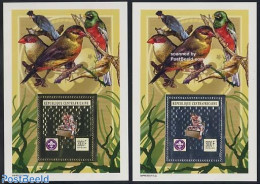 Central Africa 2002 Chess/scouting 2 S/s, Silver/gold, Mint NH, Nature - Sport - Birds - Chess - Scouting - Schaken