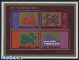 Sierra Leone 1999 Year Of The Rabbit 4v M/s, Mint NH, Nature - Various - Rabbits / Hares - New Year - Año Nuevo