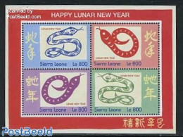 Sierra Leone 2001 Year Of The Snake 4v M/s, Mint NH, Nature - Various - Snakes - New Year - Nouvel An