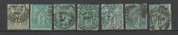 LOT DE 7 SAGE N° 75 OBLITERATION DIVERS TB - 1898-1900 Sage (Tipo III)