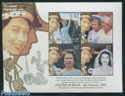 Saint Vincent 2002 Elizabeth II Golden Jubilee 4v M/s, Mint NH, History - Kings & Queens (Royalty) - Royalties, Royals
