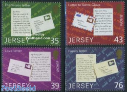 Jersey 2008 Letter Writing Campaign 4v, Mint NH, History - Europa (cept) - Post - Stamps On Stamps - Art - Handwriting.. - Post