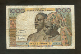 ETATS DE L AFRIQUE DE L OUEST MILLE FRANCS BANQUE CENTRALE 1961 - Estados De Africa Occidental