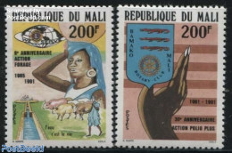 Mali 1991 Lions, Rotary 2v, Mint NH, History - Various - Coat Of Arms - Lions Club - Rotary - Rotary, Lions Club