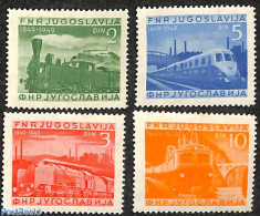 Yugoslavia 1949 Railways Centenary 4v, Mint NH, Transport - Railways - Unused Stamps