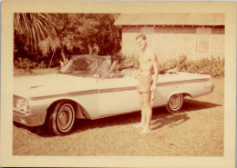 Photographie Photo Vintage Snapshot Amateur Automobile Voiture Auto Cabriolet - Automobiles