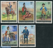 Central Africa 1977 US Bicentenary 5v, Overprints, Mint NH, History - Nature - Various - US Bicentenary - Horses - Uni.. - Costumes