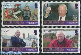 South Georgia / Falklands Dep. 2013 Sir Rex Hunt 4v, Mint NH, History - Transport - Coat Of Arms - Helicopters - Hélicoptères