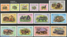 Uganda 1979 Definitives, Animals 14v (no Year), Mint NH, Nature - Animals (others & Mixed) - Cat Family - Elephants - .. - Other & Unclassified