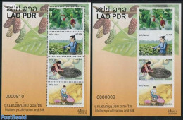 Laos 2013 Mulberry Cultivation & Silk 2 S/s (perforated & Imperforated), Mint NH, Various - Agriculture - Landwirtschaft