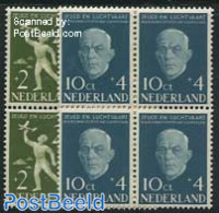 Netherlands 1954 Aviation 2v, Blocks Of 4 [+], Mint NH, Transport - Aircraft & Aviation - Unused Stamps