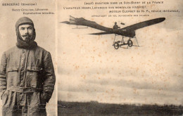 BERGERAC- L' Aviateur Henri Lafargue Sur Monoplan Hanriot .Moteur Clerget 50 H.P. Effectuant Un Vol Au Dessus Des Champs - Bergerac