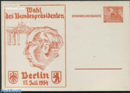 Germany, Berlin 1954 Postcard 8pf, Presential Elections, Unused Postal Stationary - Lettres & Documents