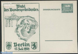 Germany, Berlin 1954 Postcard 5pf, Presidential Elections, Unused Postal Stationary - Covers & Documents